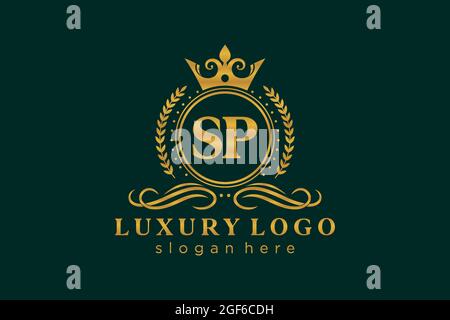SP Letter Royal Luxury Logo template in vector art for Restaurant, Royalty, Boutique, Cafe, Hotel, Heraldic, Jewelry, Fashion and other vector illustr Stock Vector