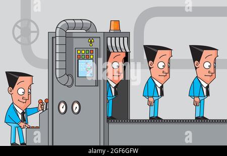 Clone machine of man Stock Vector