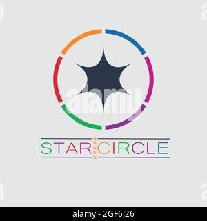 Vector illustration of abstract star circle text Logo Design on white backgroud. Stock Vector