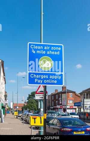 Signs warning about Birmingham Clean Air Zone charges Stock Photo