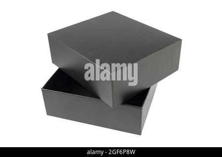 Open cardboard box isolated on white background. Gift box isolated. Opened package box with clipping path. Empty space for text. Blank empty box Stock Photo