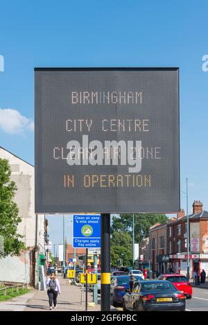 Signs warning about Birmingham Clean Air Zone charges Stock Photo
