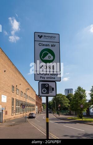 Signs warning about Birmingham Clean Air Zone charges Stock Photo