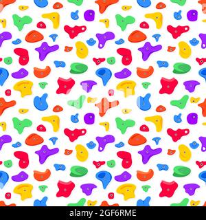 Seamless pattern of climbing grips or holds in the gym bouldering training flat style design vector illustration. Stock Vector
