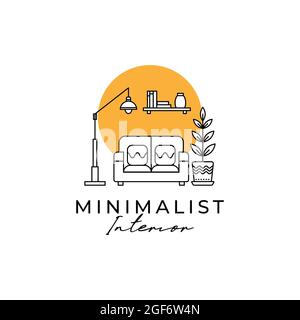 Minimalist interior logo design vector, can be used as signs, brand identity, company logo, icons, or others. Stock Vector