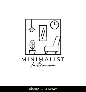 Outline interior minimalist logo vector, can be used as signs, brand identity, company logo, icons, or others. Stock Vector