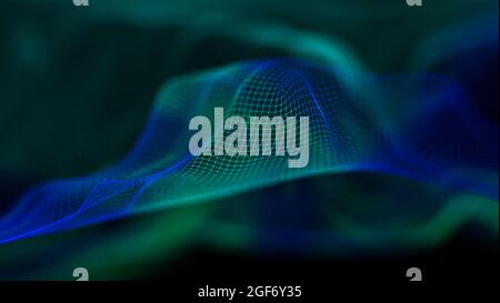 Modern blue technology wave. Led soft focus background. Neon light big data. Stock Photo