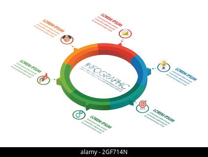Circle infographic isometric design. vector illustration Stock Vector