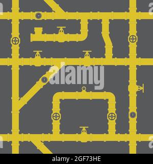 Seamless plumbing pattern. Industrial pipe and fitting repeat background. Vector and illustration design. Stock Vector