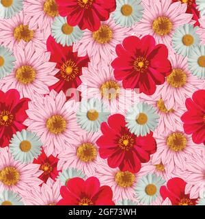 Seamless floral pattern. Repeat colorful flower background. Vector and illustration design. Stock Vector