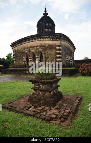 Tulsi Mancha of Lalji Temple (south-eastern view) built by Bir Singha II of Malla Dynasty in 1658 CE. The mandir is one of the Impressive laterite bui Stock Photo