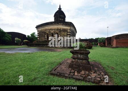 Tulsi Mancha of Lalji Temple (south-eastern view) built by Bir Singha II of Malla Dynasty in 1658 CE. The mandir is one of the Impressive laterite bui Stock Photo