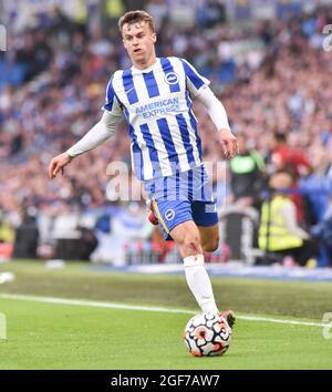 Solly March of Brighton during the Premier League match between Brighton and Hove Albion and Watford at the American Express Stadium  , Brighton , UK - 21st August 2021 -  Editorial use only. No merchandising. For Football images FA and Premier League restrictions apply inc. no internet/mobile usage without FAPL license - for details contact Football Dataco