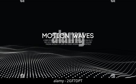 3D glowing abstract digital wave particles. Futuristic vector illustration. HUD element. Technology concept. Abstract background. Stock Vector