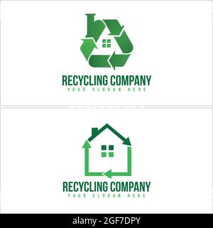 Recycling with home and arrow triangle conservation logo design Stock Vector