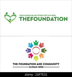 Colorful people community and medical cross logo design  Stock Vector