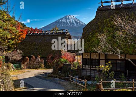 Traditional village of Saiko Iyashi-no-Sato Nenba, Fujikawaguchiko, Minatsimuru, Yamanashi, Japan. Stock Photo