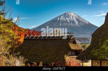 Traditional village of Saiko Iyashi-no-Sato Nenba, Fujikawaguchiko, Minatsimuru, Yamanashi, Japan. Stock Photo