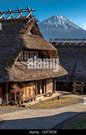 Traditional village of Saiko Iyashi-no-Sato Nenba, Fujikawaguchiko, Minatsimuru, Yamanashi, Japan. Stock Photo