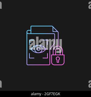 Protected biometric data gradient vector icon for dark theme Stock Vector