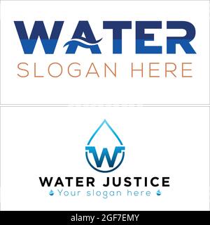 Blue water initial icon logo design Stock Vector