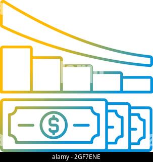 Expense reduction gradient linear vector icon Stock Vector