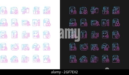 Sensitive information types gradient icons set for dark and light mode Stock Vector
