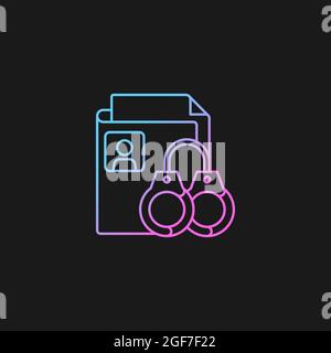Sealing criminal records gradient vector icon for dark theme Stock Vector