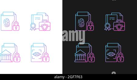 Personal sensitive data gradient icons set for dark and light mode Stock Vector