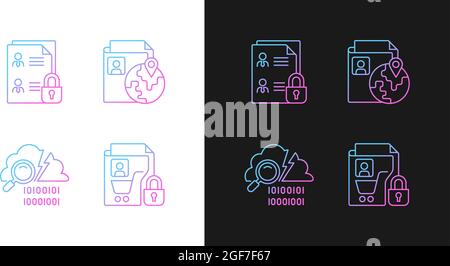Maintain information security gradient icons set for dark and light mode Stock Vector