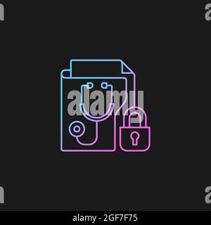 Protected health information gradient vector icon for dark theme Stock Vector