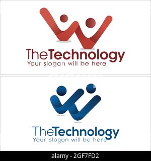 Technology with people vector logo design Stock Vector