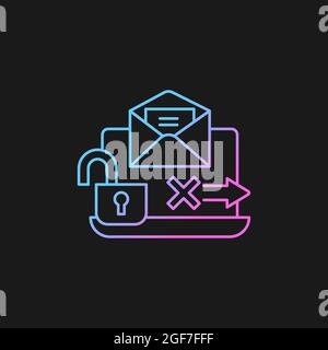 No transmission via email gradient vector icon for dark theme Stock Vector