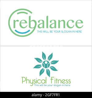 Physical fitness with leaf people icon logo design Stock Vector