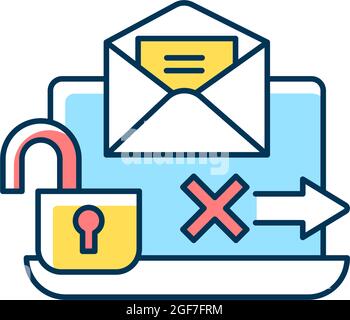No transmission via email RGB color icon Stock Vector