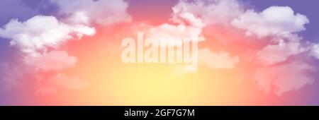 Vector realistic skyscape. Sky with clouds. Sunset. Stock Vector