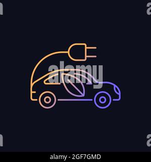 Electric taxi gradient vector icon for dark theme Stock Vector