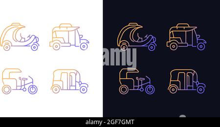 Transporting passengers business gradient icons set for dark and light mode Stock Vector