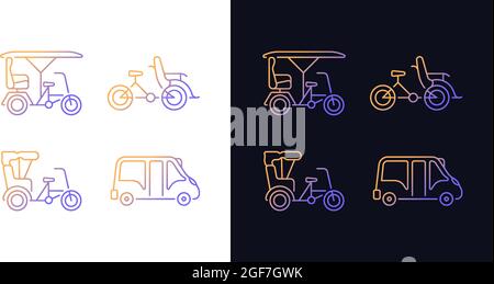 Vehicle for hire gradient icons set for dark and light mode Stock Vector