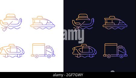 Booked taxi service gradient icons set for dark and light mode Stock Vector