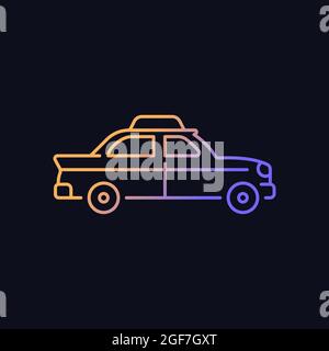 Retro taxi car gradient vector icon for dark theme Stock Vector