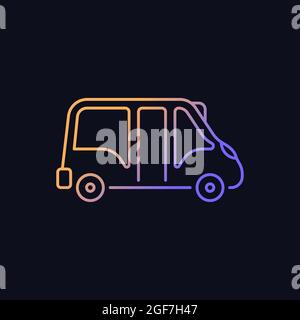 Minibus gradient vector icon for dark theme Stock Vector