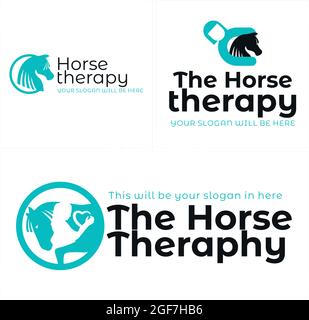 Horse healing therapy animal logo design Stock Vector