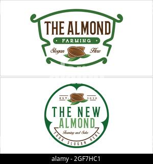 Agriculture farm seed almond logo design Stock Vector