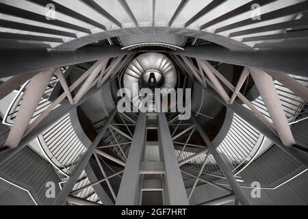 Stairs at Reinoldikirche underground station turned 180 degrees, Dortmund, Ruhr area, North Rhine-Westphalia, Germany Stock Photo