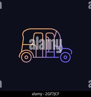 Auto rickshaw gradient vector icon for dark theme Stock Vector