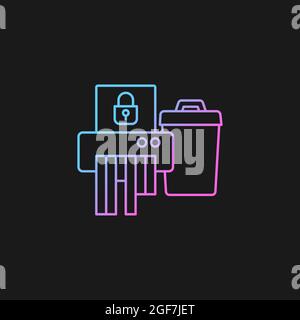Sensitive information disposal gradient vector icon for dark theme Stock Vector