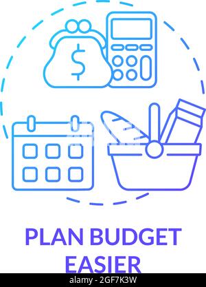 Plan budget easier blue gradient concept icon Stock Vector