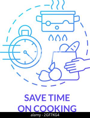 Save time on cooking blue gradient concept icon Stock Vector