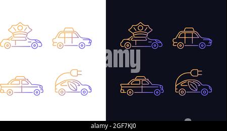Taxi booking gradient icons set for dark and light mode Stock Vector